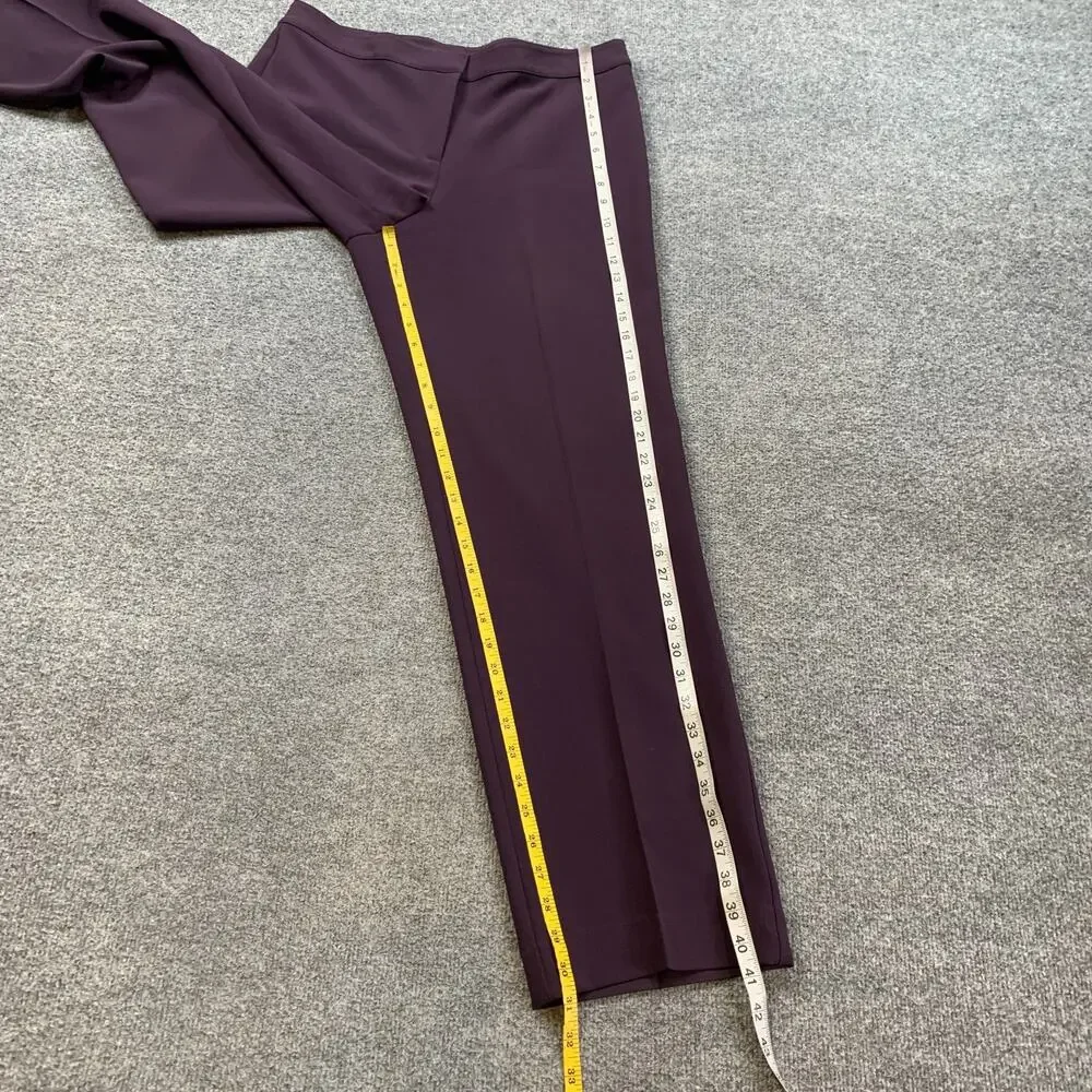 St John Pants Womens 10 Dark Purple Flat Front High Rise Zip Fly Trousers